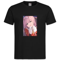 TDarling In The Franxx Zero Two Beautiful Hero -shirt with Print Darling In The Franxx Zero Two Beautiful Hero - 2XL black