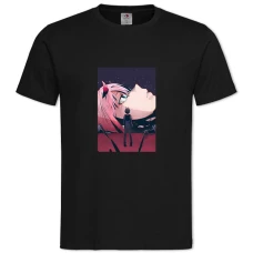TDarling In The Franxx Zero Two Universe -shirt with Print Darling In The Franxx Zero Two Universe - 2XL black