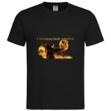 TThe Hunger Games Katniss Everdeen Fire Russian Logo -shirt with Print The Hunger Games Katniss Everdeen Fire Russian Logo - 2XL black