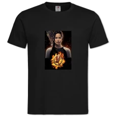 TThe Hunger Games Katniss Everdeen Fire Logo Print -shirt with Print The Hunger Games Katniss Everdeen Fire Logo Print - 2XL black