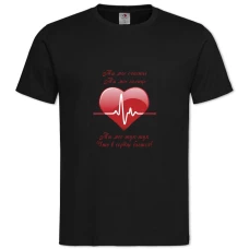 TValentine's Day Heart Beats -shirt with Print Valentine's Day Heart Beats - 2XL black