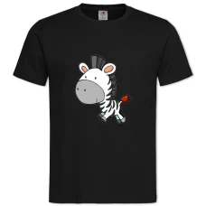 TCute Zebra From Cartoon -shirt with Print Cute Zebra From Cartoon - 2XL black
