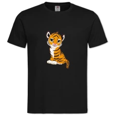 TSmall Tiger From Cartoon -shirt with Print Small Tiger From Cartoon - 2XL black