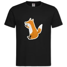 TCute Fox Says 'Hi' -shirt with Print Cute Fox Says 'Hi' - 2XL black