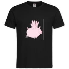 Футболка з принтом Свиня З Крилами - 2XL чорна