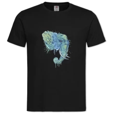TBlue And Green Head Of Elephant -shirt with Print Blue And Green Head Of Elephant - 2XL black